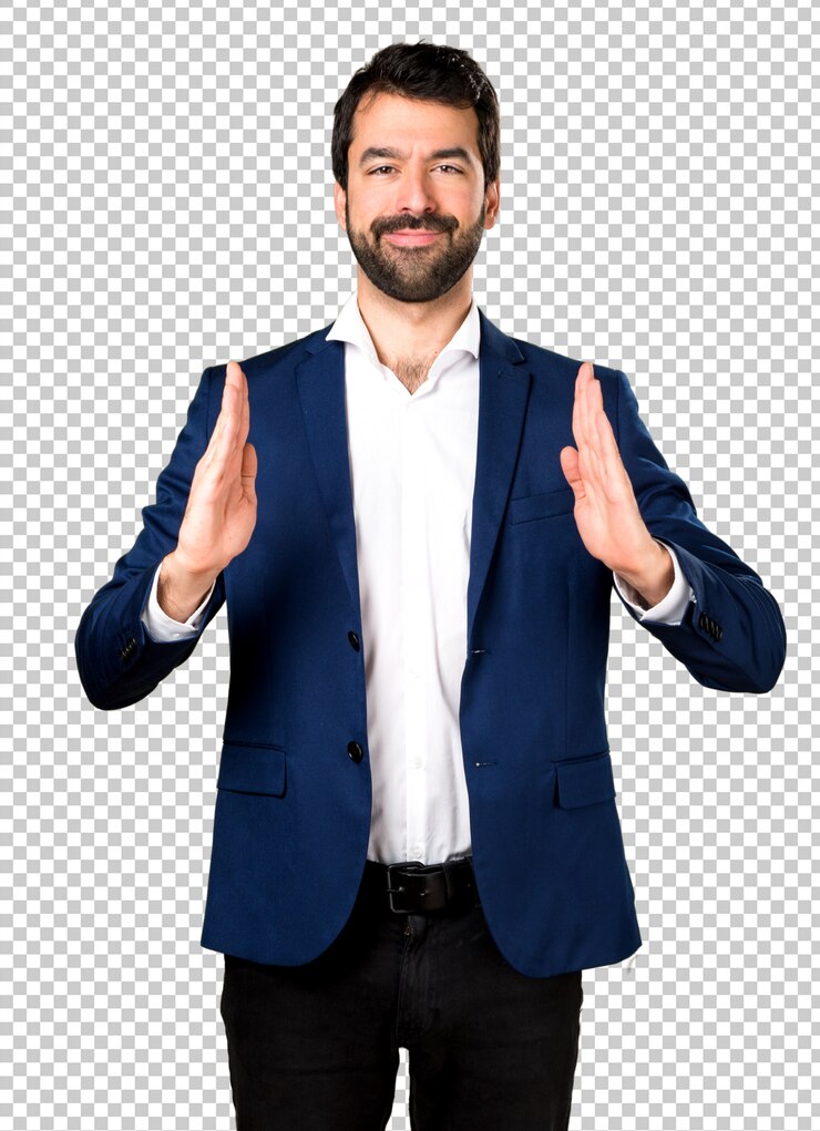 PSD un bel homme qui tient quelque chose.