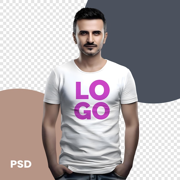 PSD un bel homme en t-shirt avec le slogan psd mockup