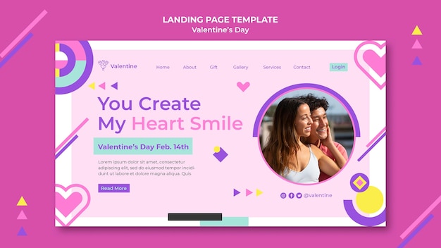 Bel modello di pagina di destinazione di San Valentino