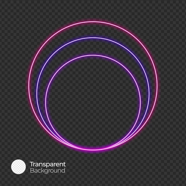 PSD bela linha de círculo de néon em fundo transparente