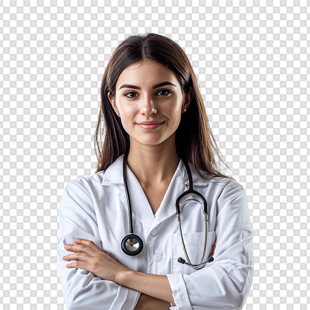Bela médica isolada em fundo branco
