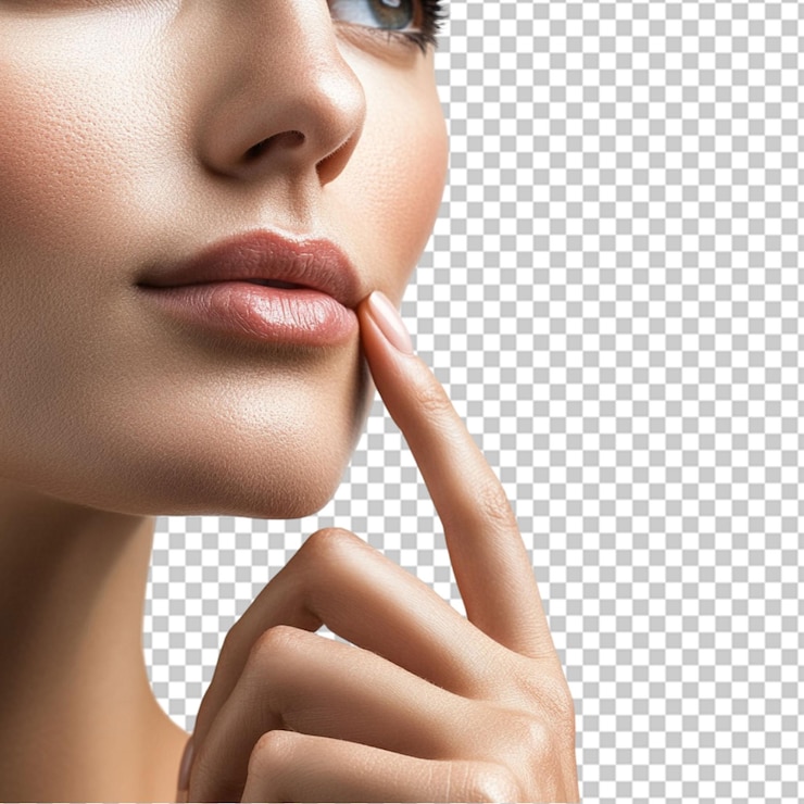 PSD bela mulher asiática isolada em fundo branco conceito de beleza asiática
