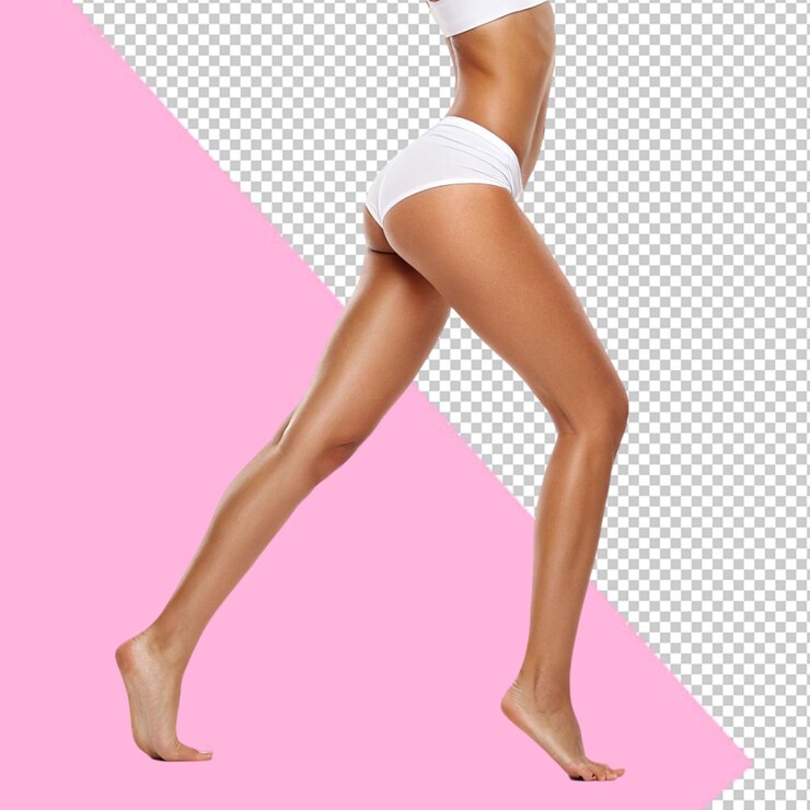 PSD bela mulher magra de roupa interior branca