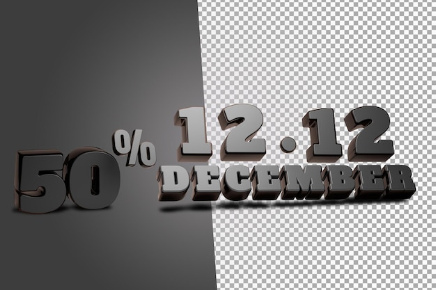 Bela renderização em 3d isolada de 50 por cento 12 12 de dezembro