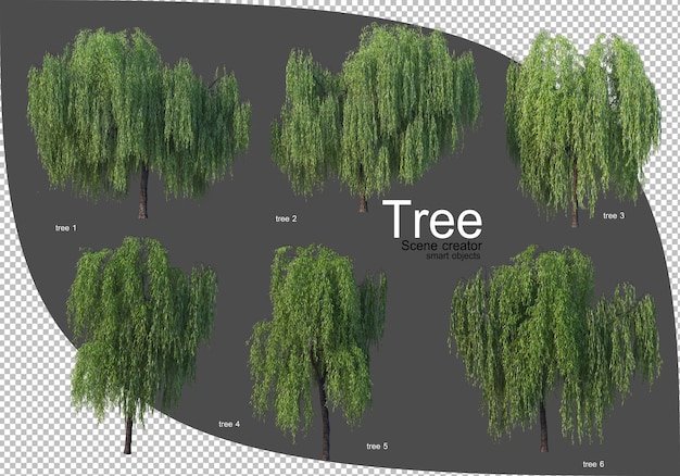 Bela variedade de renderização de árvores