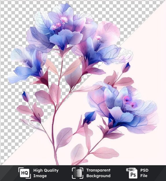 PSD belas aquarelas, flores estáticas, clipart e folhas.