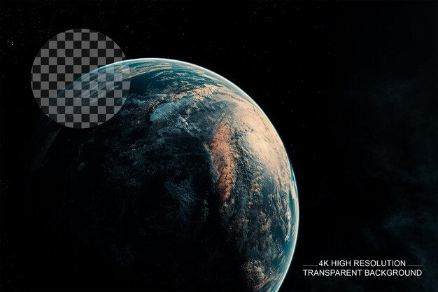 Belas cenas espaciais de planetas alienígenas habitáveis em 3d em fundo transparente