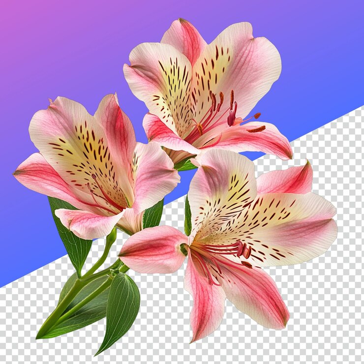 PSD belas flores alstroemeria png para projetos criativos