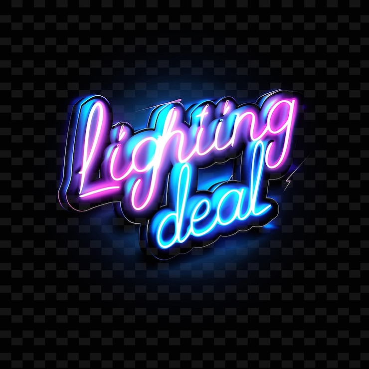 PSD beleuchteter blitz deal text mit neon dunkelblaue farbe gl png y2k inspirierte dekoration