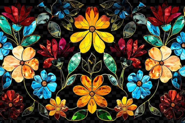 PSD beleuchtetes buntglas blumen schichten buntglas coll y2k textur form hintergrund dekor kunst