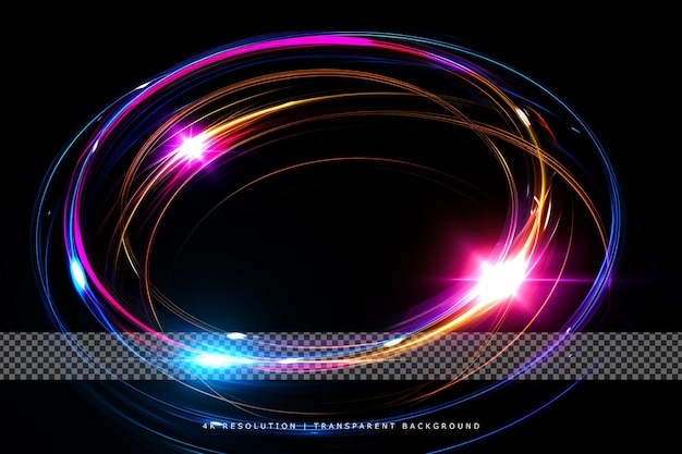 Beleuchtungskurvenring mit Linsenflare auf durchsichtigem Hintergrund