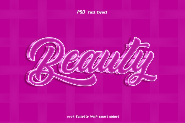 Beleza 3d estilo de efeito de texto editável psd com backgraund