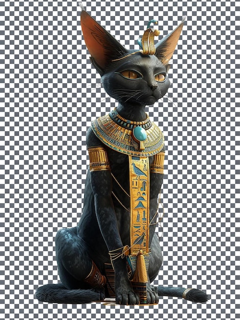 Beleza egípcia bastet sacerdotisa personagem isolado em fundo transparente