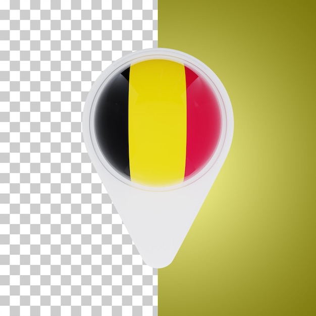 Bélgica Bandera Pin Mapa Ubicación Ilustración 3D