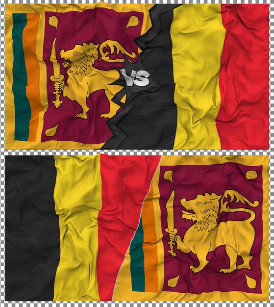 Bélgica contra Sri Lanka Media bandera combinada con textura en 3D