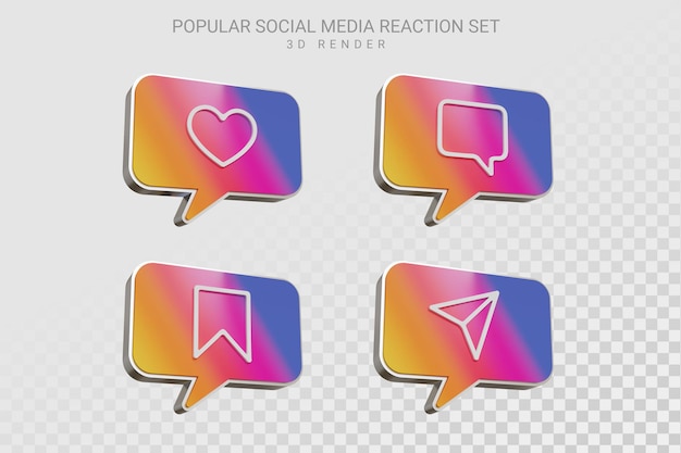 Beliebtes Instagram Social Media Reaction Collection Set