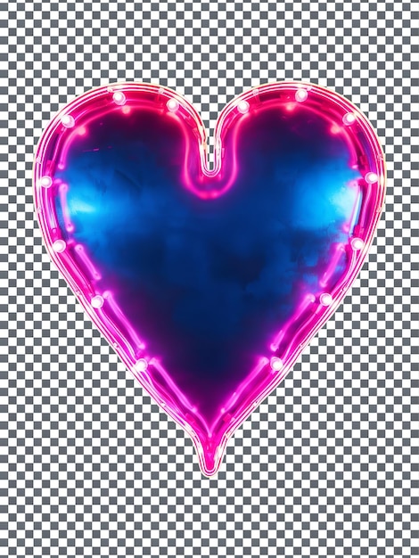 PSD belíssimo símbolo de coração de luz de néon multicolor isolado em fundo transparente