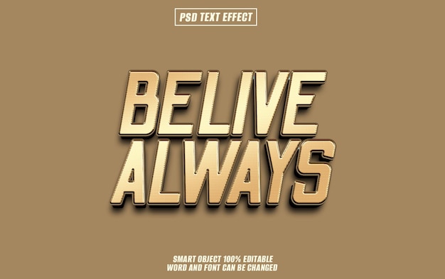 belive always text effect font editable typography 3d text