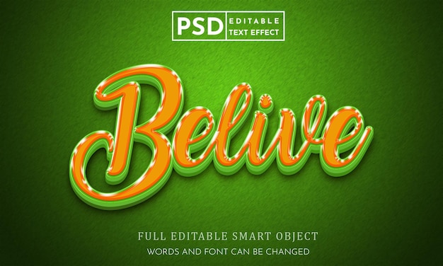 Belive Effet De Texte 3d Modifiable