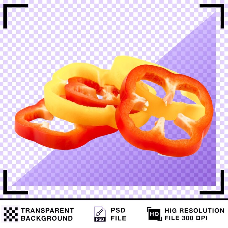 PSD bell pepper slices on transparent background