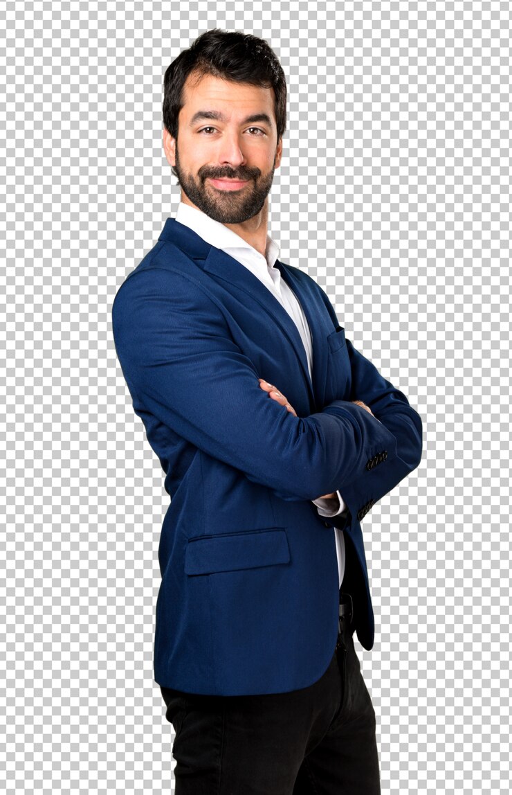 PSD bell'uomo con le braccia incrociate