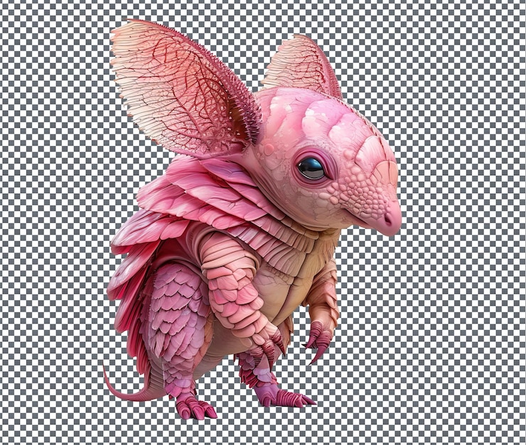 PSD bella fata rosa armadillo isolata su uno sfondo trasparente