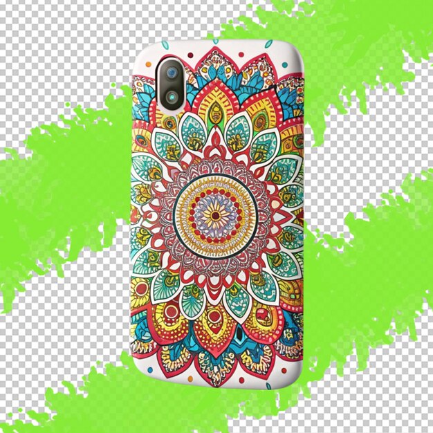 Bella funda de teléfono con patrón islámico aislada sobre un fondo blanco