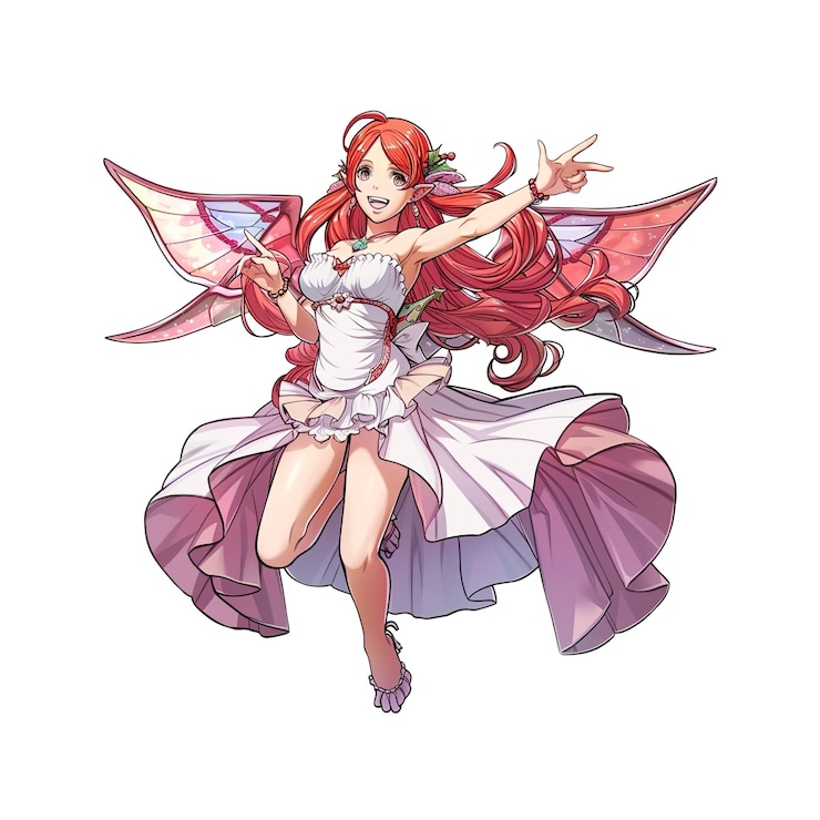 PSD bella hada con el pelo rojo y las alas de mariposa