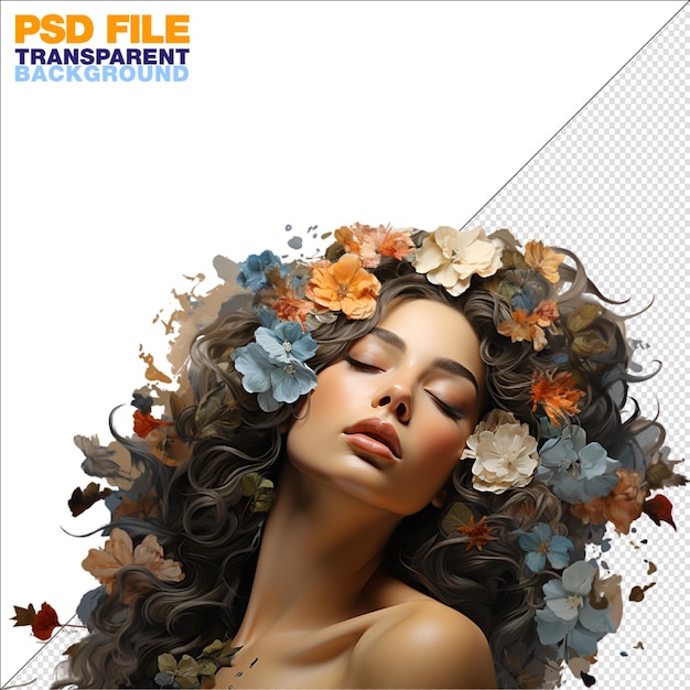 PSD bella mujer plantilla floral