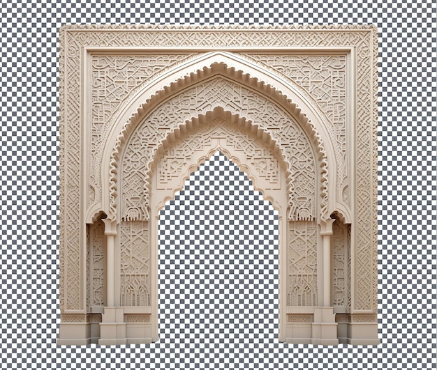 Bella porta ad arco islamica isolata su uno sfondo trasparente