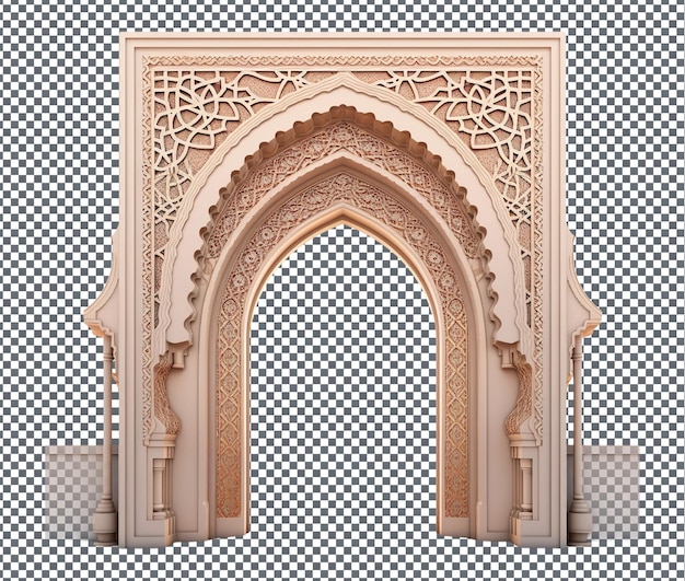 Bella porta ad arco islamica isolata su uno sfondo trasparente