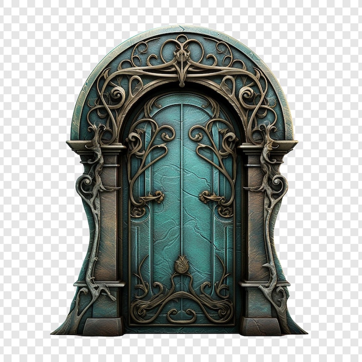 PSD bella porta di fantasia isolata su uno sfondo trasparente