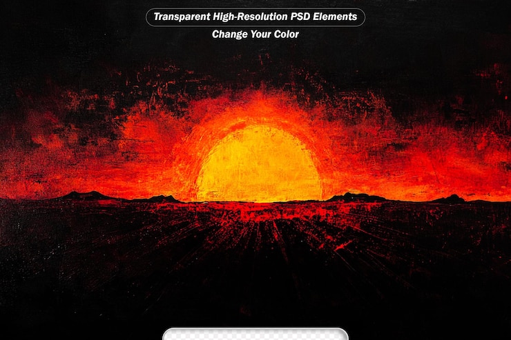 PSD bella puesta de sol en el cielo rojo oscuro