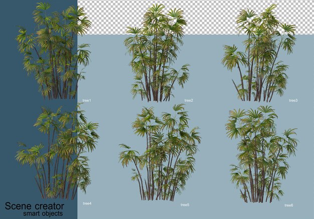 Bella rappresentazione 3D di alberi isolati