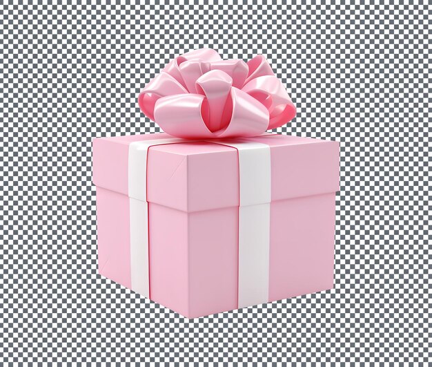Bella scatola regalo rosa piatta isolata su sfondo bianco