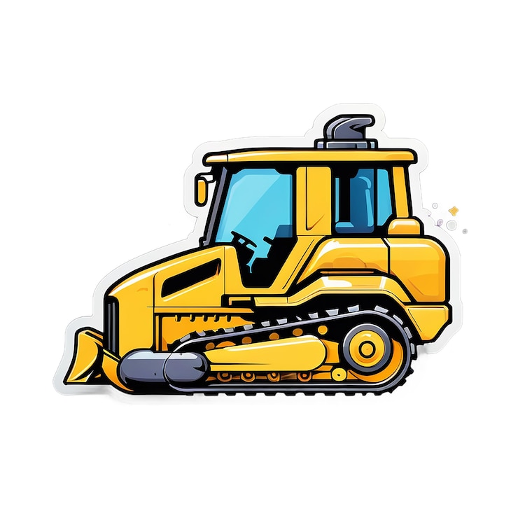 PSD bella vista laterale del bulldozer con scarico sporco adesivo