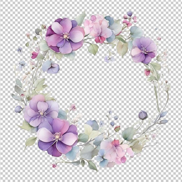 PSD belle aquarelle florale différentes fleurs forme de cadre rondes conception