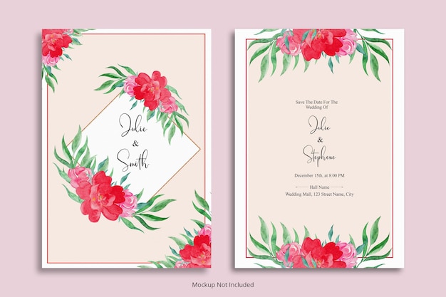 Belle Carte D'invitation De Mariage Aquarelle Fleurs Fond Psd