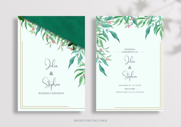 Belle Conception De Carte D'invitation De Mariage Avec Une Nature Douce Psd