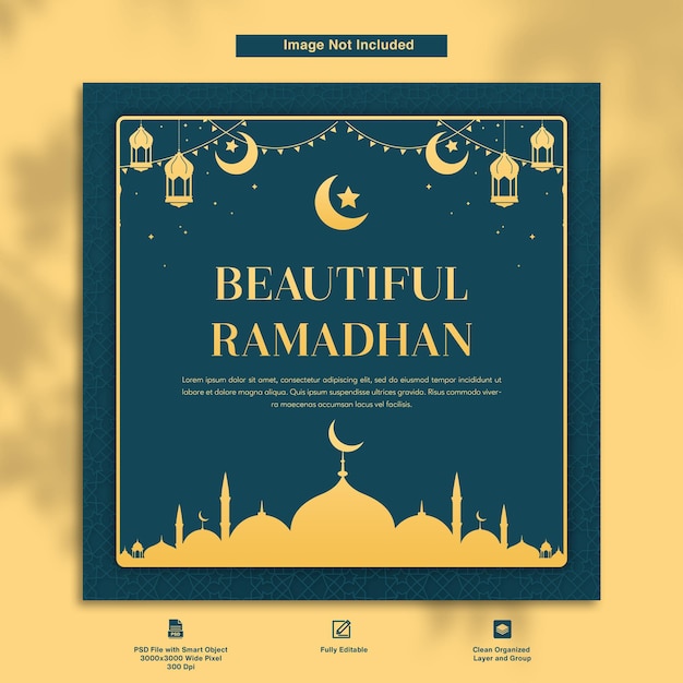 PSD belle conception de modèle minimaliste ramadhan