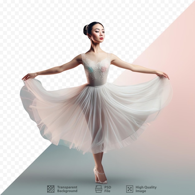 PSD une belle danseuse de ballet asiatique sur un fond transparent