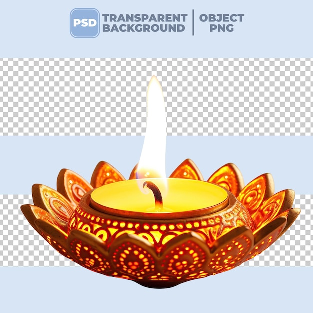 PSD belle diya de diwali sur fond blanc avec une illustration 3d