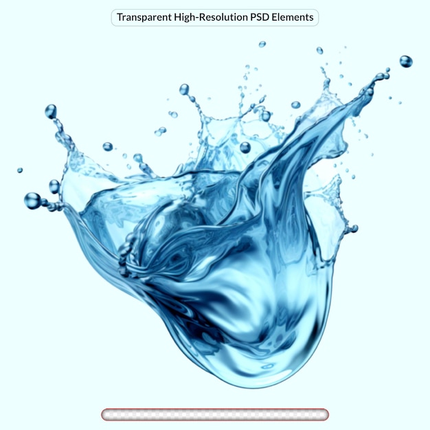 Une belle éclaboussure d'eau bleue sur un fond transparent