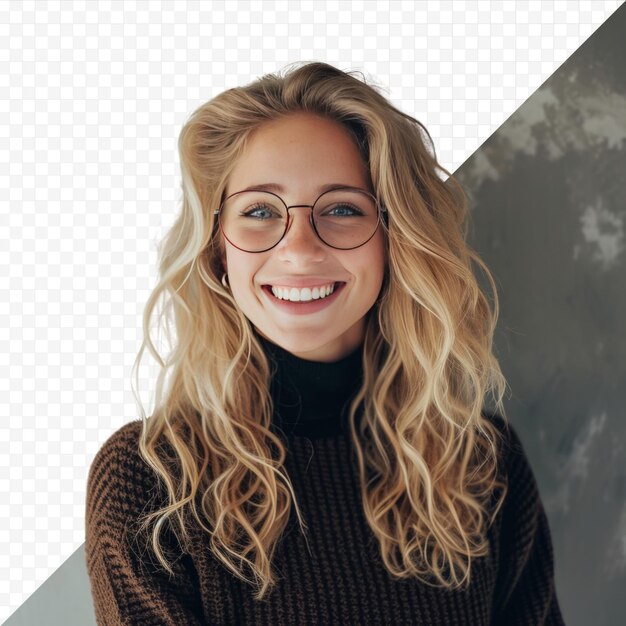 Belle Femme Blonde Avec Des Lunettes Souriant