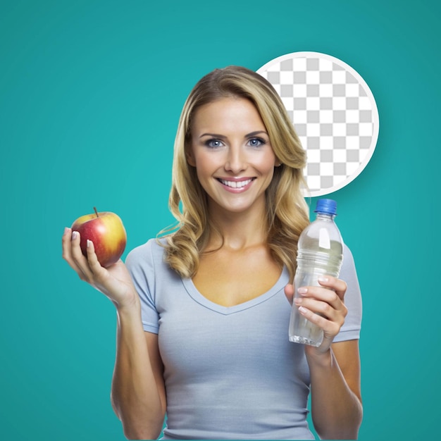 PSD une belle femme avec une bouteille d'eau