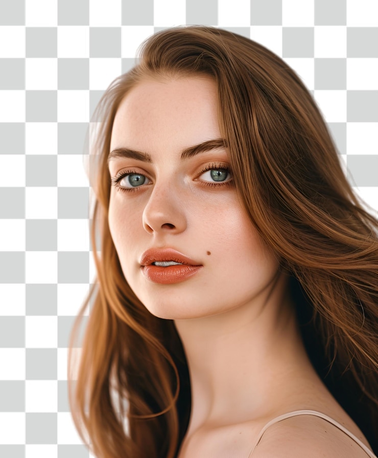 PSD une belle femme modèle arrière-plan transparent