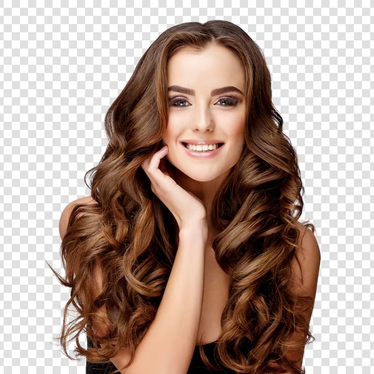PSD une belle femme avec une peau propre et fraîche sur un fond transparent