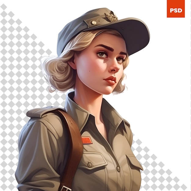 PSD belle fille en uniforme militaire de la seconde guerre mondiale