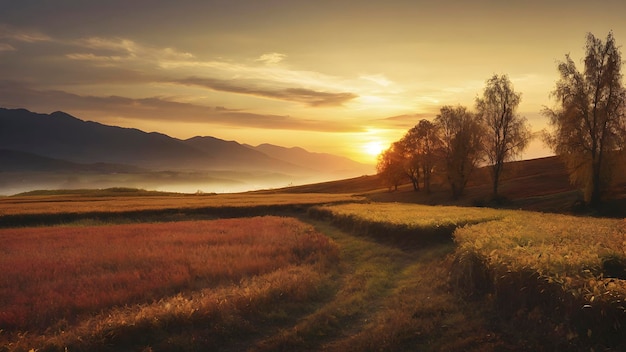 Une Belle Illustration De Paysage D'automne