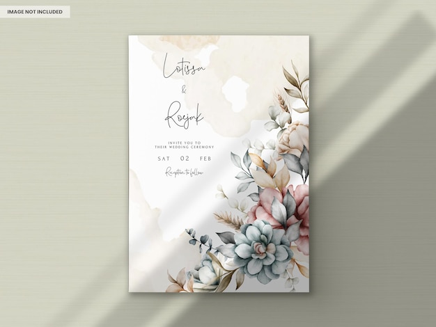 belle invitation de mariage vintage avec couronne florale aquarelle
